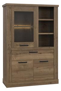 Calgary Wooden Display Cabinet With 3 Doors In Tabak Oak