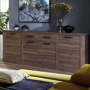 Calgary Wooden Sideboard With 4 Doors 2 Drawers In Tabak Oak