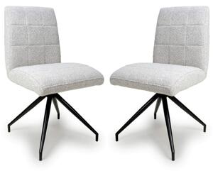 Legain Smoked Grey Farbic Dining Chairs With Black Legs In Pair