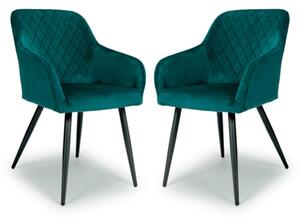 Menton Mint Green Velvet Dining Chairs With Black Legs In Pair