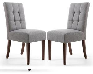 Mendoza Steel Grey Fabric Dining Chairs With Walnut Legs In Pair