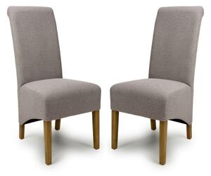 Kyoto Mocha Fabric Dining Chairs With Oak Legs In Pair