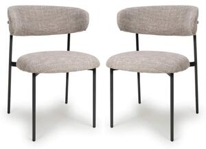 Mestre Oatmeal Fabric Dining Chairs With Black Legs In Pair