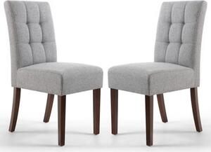 Mendoza Silver Grey Fabric Dining Chairs With Walnut Legs In Pair