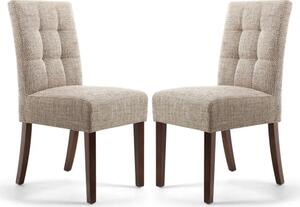 Mendoza Oatmeal Fabric Dining Chairs With Walnut Legs In Pair