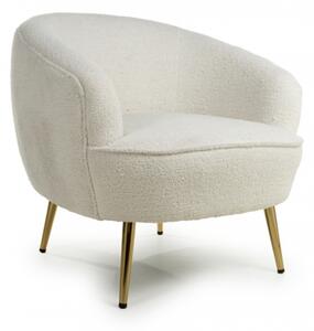 Liege Fabric Tub Chair With Gold Legs In Vanilla White