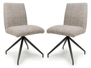 Legain Oatmeal Fabric Dining Chairs With Black Legs In Pair