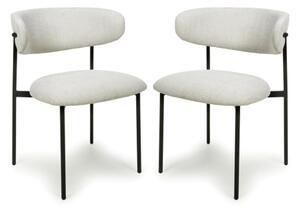 Mestre Natural Fabric Dining Chairs With Black Legs In Pair