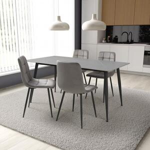 Modico Large Grey Ceramic Dining Table With 4 Massa Grey Chairs