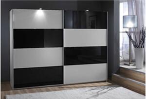 Easy Plus Sliding Wardrobe In White And Black Glass