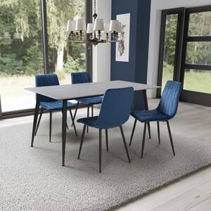 Modico Large Grey Ceramic Dining Table With 4 Leuven Blue Chairs