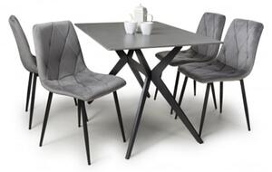 Tarsus Grey Ceramic Dining Table With 4 Vestal Grey Chairs