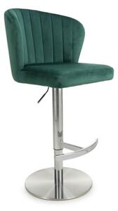 Solvo Velvet Bar Stool With Chrome Base In Green