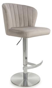 Solvo Velvet Bar Stool With Chrome Base In Mink