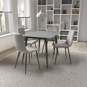 Modico Small Grey Ceramic Dining Table With 4 Leuven Grey Chairs