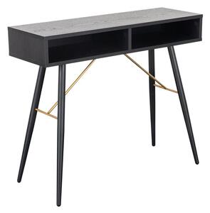 Baiona Wooden Console Table In Black Oak