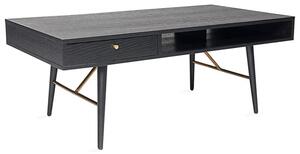 Baiona Wooden Coffee Table With 1 Drawer In Black Oak