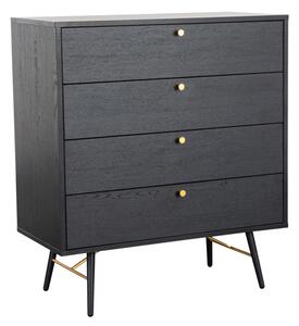 Baiona Wooden Chest Of 4 Drawer In Black Oak