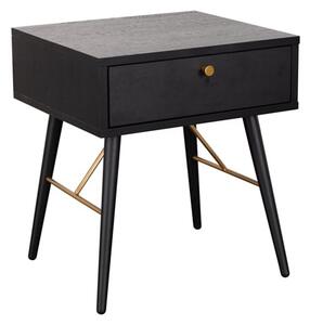 Baiona Wooden Lamp Table With 1 Drawer In Black Oak