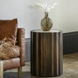 Carpi Marble Side Table In Dark Mango Wood Frame