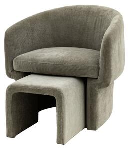 Augusta Fabric Armchair With Foot Stool In Sage Grey