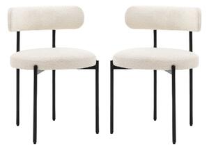 Arras Vanilla Polyester Fabric Dining Chairs In Pair