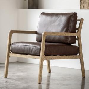 Cadiz Fabric Armchair With Wooden Frame In Antique Brown