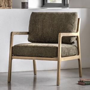 Cadiz Fabric Armchair With Wooden Frame In Moss Green