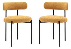 Arras Ochre Fabric Dining Chairs In Pair