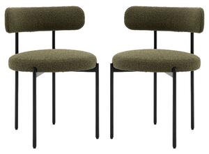 Arras Green Polyester Fabric Dining Chairs In Pair