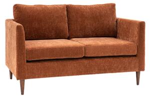 Girona Fabric 2 Seater Sofa In Rust With Wooden Legs