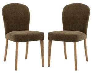 Hyeres Moss Green Fabric Dining Chairs In Pair