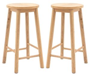 Hervey Natural Wooden Bar Stools In Pair