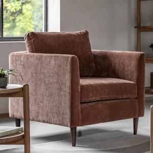 Girona Fabric Armchair With Wooden Legs In Rustic