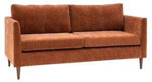 Girona Fabric 3 Seater Sofa In Rust With Wooden Legs