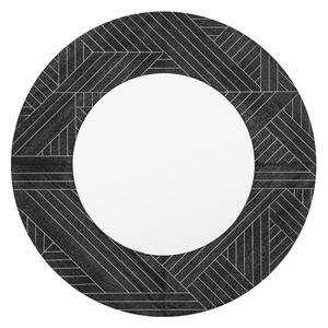 Kavala Wall Mirror Round In Black Wooden Frame