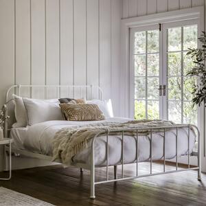 Lancaster Mild Steel King Size Bed In Ivory