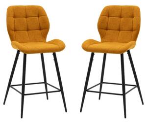 Macerata Saffron Fabric Bar Stools In Pair