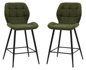 Macerata Bottle Green Fabric Bar Stools In Pair