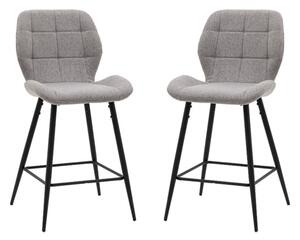 Macerata Light Grey Fabric Bar Stools In Pair