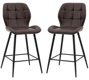 Macerata Brown Faux Leather Bar Stools In Pair