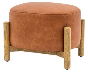 Taranto Faux Leather Foot Stool In Vintage Brown