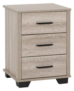 Oxnard Wooden Bedside Cabinet With 3 Drawers In Light Oak