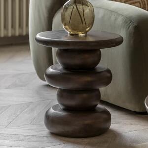 Salerno Mango Wood Side Table Round In Dark Wood