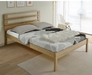 Sete Wooden Double Bed In Light Oak And Rattan Effect