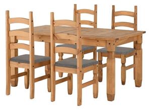 Central Extending Wooden Dining Table 4 Chairs In Waxed Pine