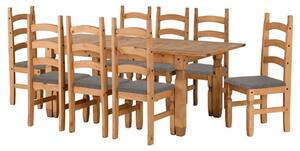 Central Extending Wooden Dining Table 8 Chairs In Waxed Pine