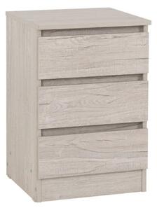 Mcgowan Wooden Bedside Cabinet With 3 Drawers In Urban Snow