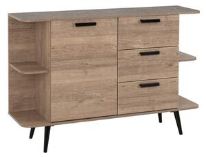 Sineu Wooden Sideboard With 1 Door 3 Drawers In Mid Oak