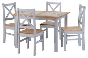 Sucre Tile Top Wooden Dining Table With 4 Chairs In Slate Grey